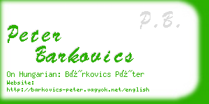 peter barkovics business card